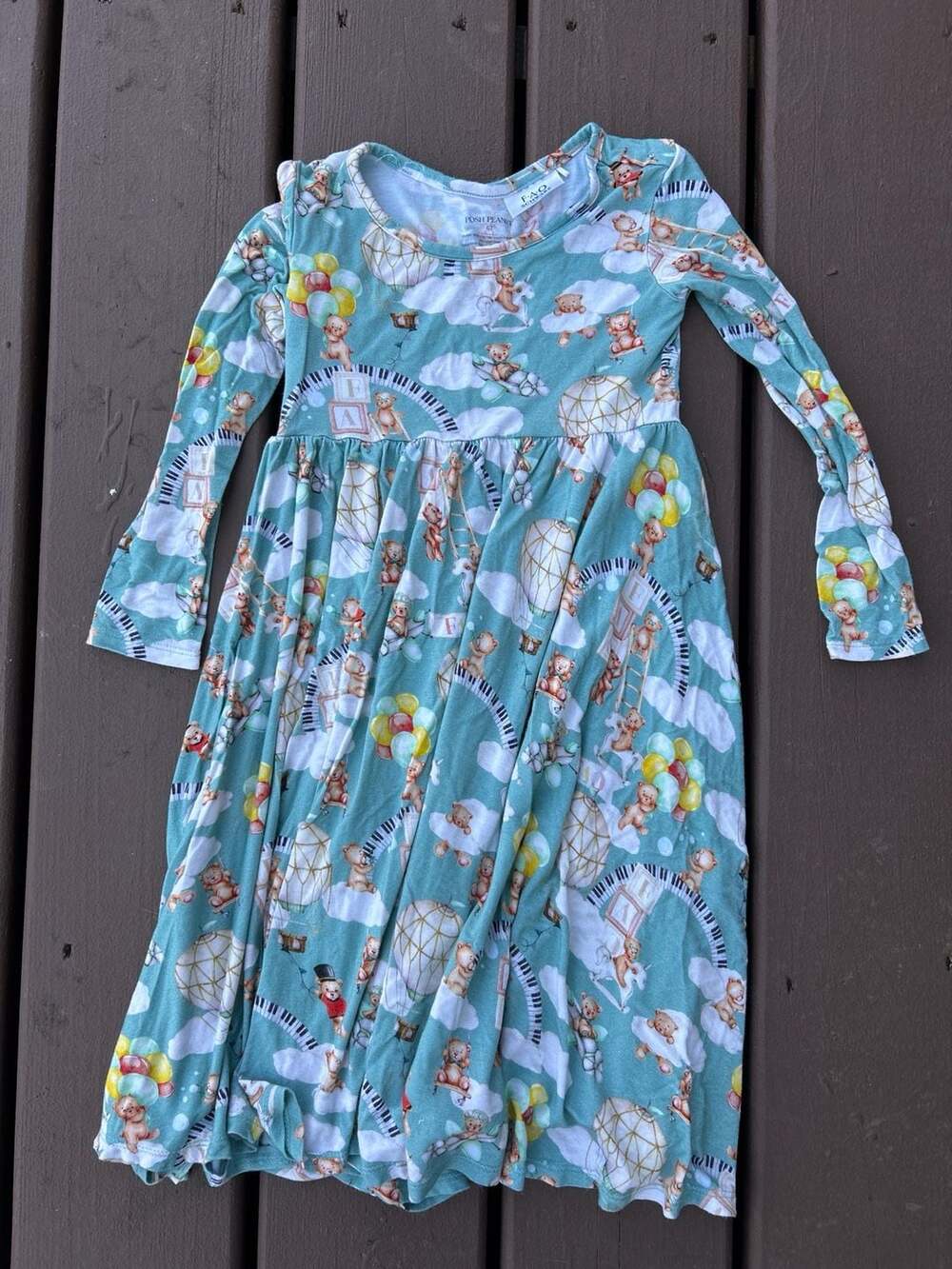 Posh Peanut x FAO Schwarz Teddy Bear Long Sleeve Dress Size 6T
